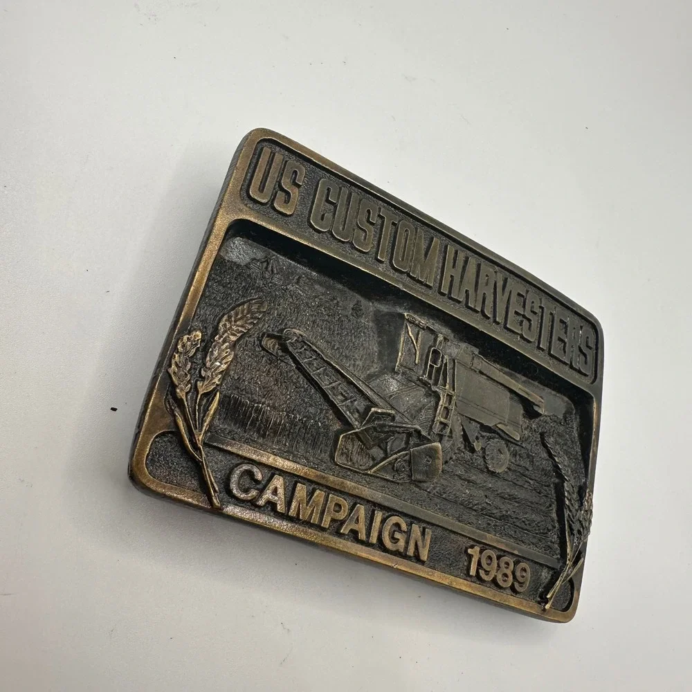 Vtg 1989 US Custom Harvesters Belt Buckle Limited Edition USA Western Cowboy